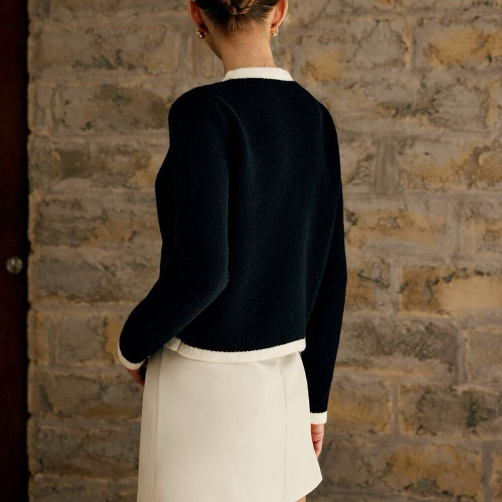 Commense Contrast Trim Jersey Cardigan XS - Picture 4 of 6